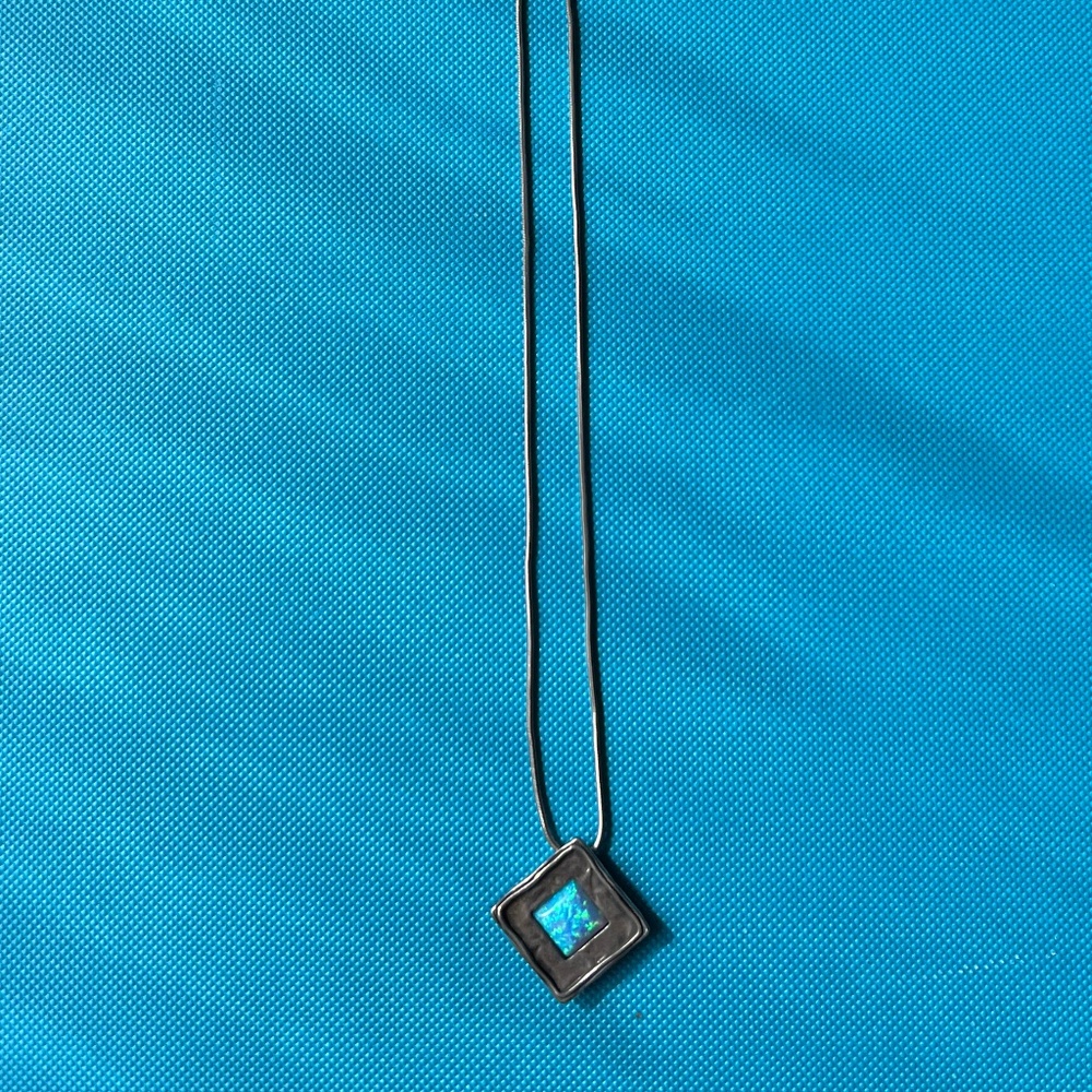 Vintage Didae Sterling Silver Opal Necklace